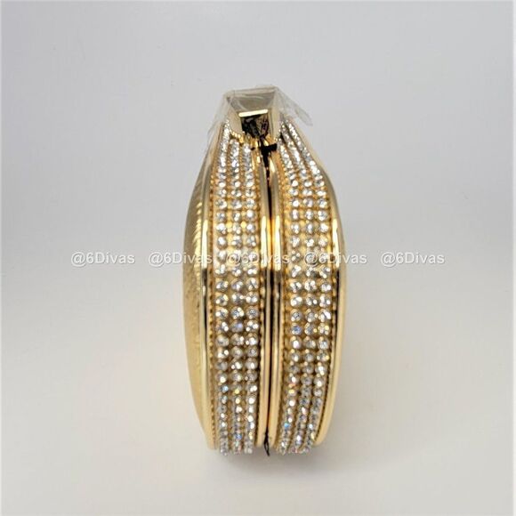 Gold Metallic Evening Purse Gold Minaudiere Cocktail Clutch Purse - Picture 10 of 11